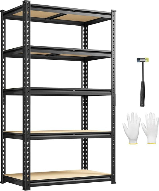 1980LBS Storage Shelves, 5-Tier Adjustable Pantry Shelves, Metal Shelving Unit for Kitchen, Pantry, Closet, Laundry, Garage, 59.8" H x 27.55" W x 11.81" D