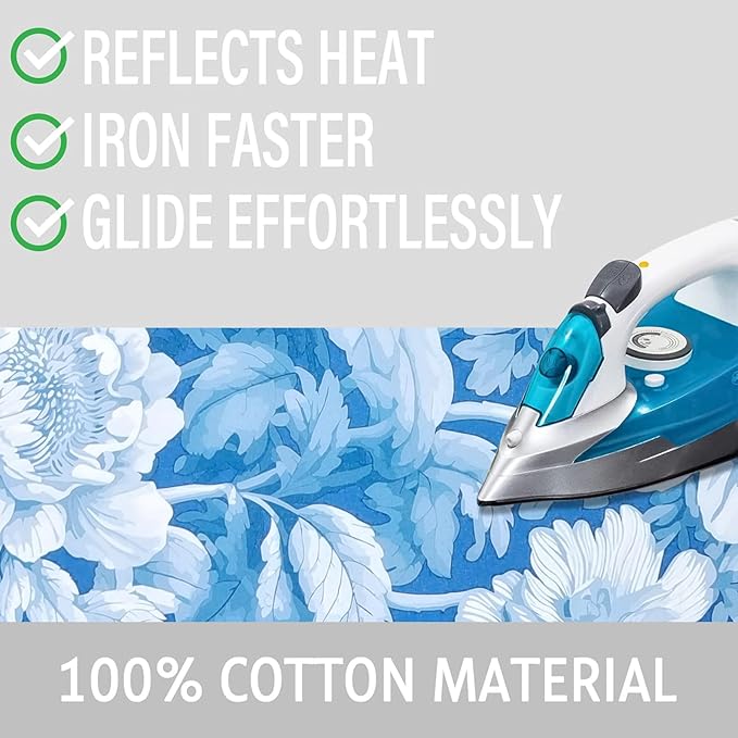Ironing Board Cover and Pad 15x54 Inch Standard Ironing Board Cover with Elastic Edge and Hook and Loop Fasteners Scorch and Stain Resistant Cotton Ironing Covers