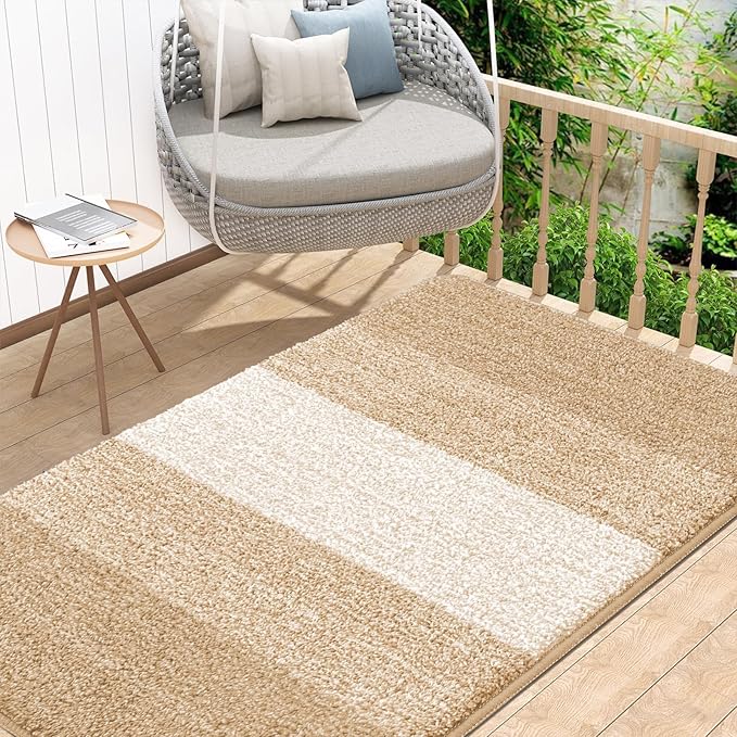 Kitinjoy Indoor Outdoor Door Mat, 48x32 Non-Slip Absorbent Dirt Trapper, Low-Profile Washable Inside Entrance Front Floor Mat, Sturdy Soft Entry Doormats for Entryway, Beige