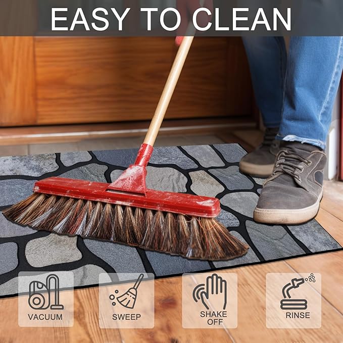 CHICHIC Welcome Door Mat 18X 30 Inch Front Doormat Outdoors for Home Entrance Outdoors Mat for Outside Entry Way Doormat Entry Rugs, Heavy Duty Non Slip Rubber Back Low Profile, Stone