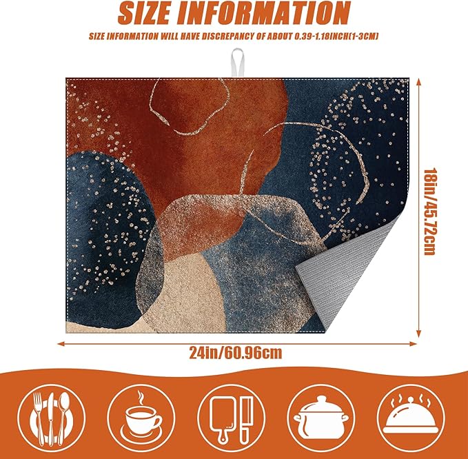Abstract Stones Art Dish Drying Mat for Kitchen Counter Microfiber Absorbent Dish Kitchen Drying Mat Draining Reusable Washable for Dishes/Utensils/Counterto