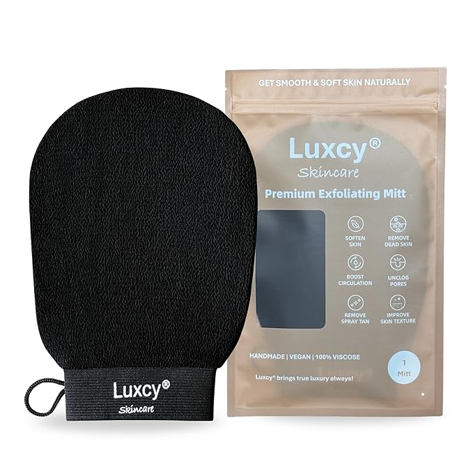 Premium Korean Exfoliating Mitt & Body Scrubber Glove, Viscose Fiber Dead Skin Remover for Smooth, Radiant Skin, Shower Skincare, Keratosis Pilaris Treatment & Self-Tan Prep (1 Pack)