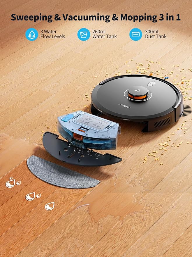 Robot Vacuum and Mop, Self-Emptying Robot Vacuum Cleaner with 5000Pa Suction, Laser Navigator with Smart Mapping Robotic Vacuums, 150Mins Runtime,Schedule,App Alexa Control for Carpet/Pet Hair,Q10 pro