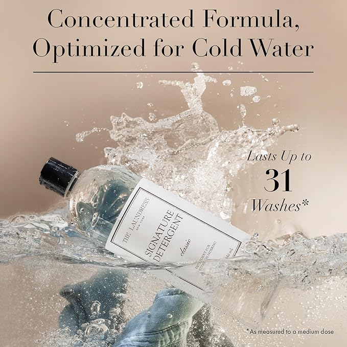 The Laundress Luxury Laundry Detergent, 31 Loads, Scented Signature Classic Fragrance, Concentrated Triple Enzyme Deep Cleaning and Targeted Stain Remover, 96% USDA Biobased Product