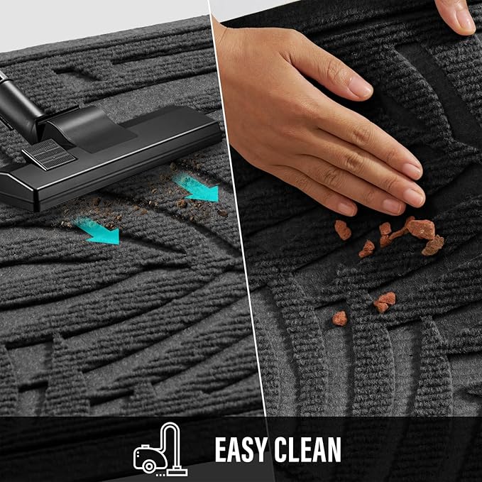 Front Door Mat, Absorbent Resist Dirt Welcome Door Mat Indoor Outdoor, Waterproof Doormat, Sturdy Non Slip Backing, Fade Resistant, Low Profile Entry Mat for Entryway, 29×17, Grey