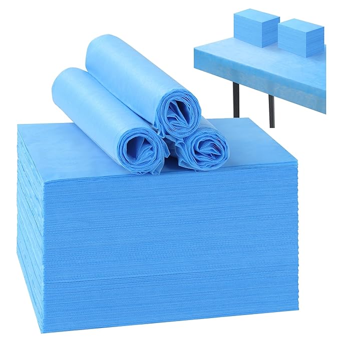 100 Pcs Disposable Bed Sheets 31" x 71" Massage Table Sheets Non Woven Fabric SPA Bed Cover Breathable for Massage Beauty Tattoos (100 Pcs Blue)