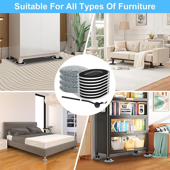 Furniture Sliders for Hardwood Floors: Multi-Surface 3-in-1 Furniture Movers Sliders - Moving Pads with 8PCS Carpet Sliders+4PCS Hard Floor Socks+1 Lifter - Protect Floor and Easily Move Furniture