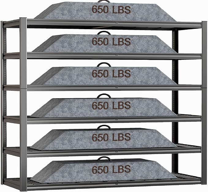 60" Wide Heavy Duty Garage Shelving Adjustable 6 Tier Garage Storage Shelves 3900LBS Metal Shelving Unit Industrial Utility Shelf, 84" H x 60" W x 24" D, 2 Pack