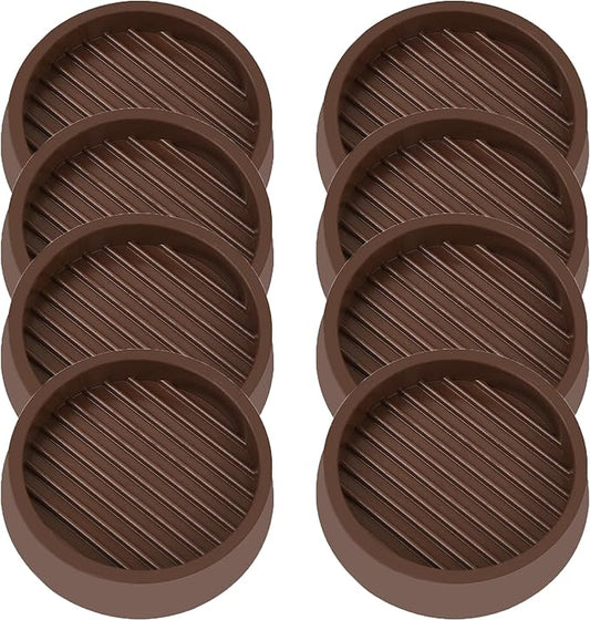 4X4 Round Rubber Caster Cups, Non Slip Furniture Pads, Anti-Slip Gripper, Anti Skid Furniture Feet, Anti Slide Floor Protector for Bed Couch Table Chair Stoppers (Brown, 8 Pack)