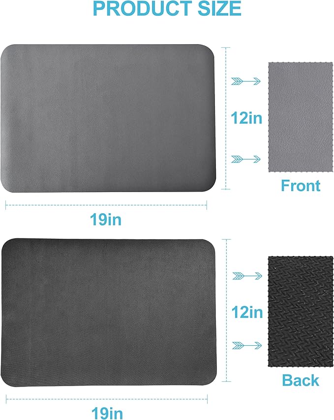 Dish Drying Mat for Kitchen Counter, 12"x19" Dish Drying Pad with Non-slip Rubber Backed, Hide Stain Anti Absorbent for Kitchen Counter, Drying Mat for Coffee Machine Dish Rack (Grey)