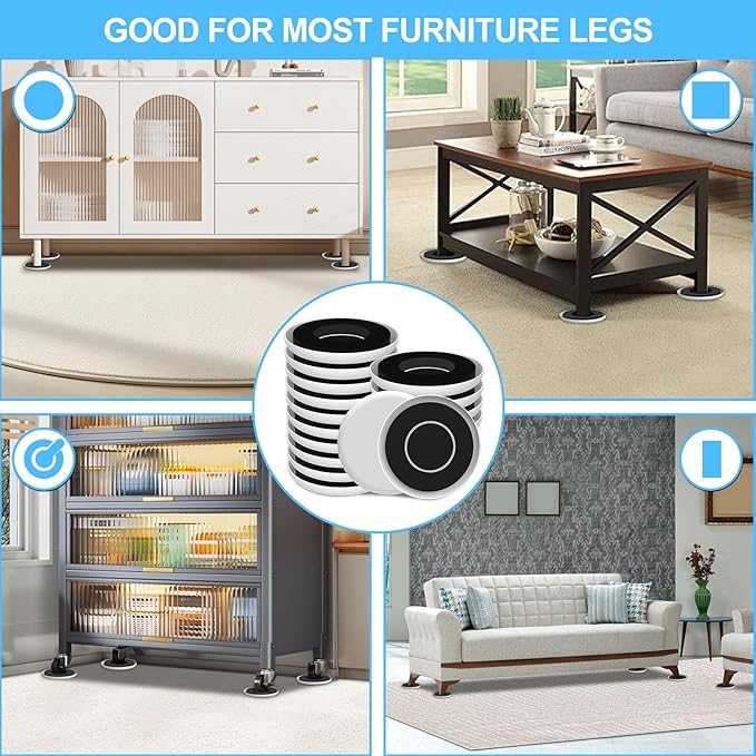 Upgrade Furniture Sliders, Furniture Sliders for Carpets, 16 PCS 4.3" Moving Pads with Anti-Slip Groove, Round Furniture Moving Sliders for Easy Move Bed Tables Cabinet Heavy Duty, Protect Carpets