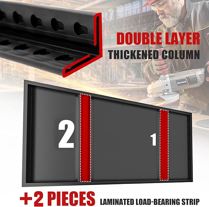 Raybee Storage Shelves 2000LBS Garage Shelving Heavy Duty, 5-Tier Adjustable Garage Shelves, Metal Shelving for Garage, Basement, Warehouse, Pantry, 72" H x 31.5" W x 16.5" D, 2PC, Black