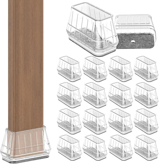 24PCS Rectangular Chair Leg Floor Protectors for Hardwood Floors, Thicken Rubber Chair Leg Cap Covers, Non Slip Furniture Leg Pads to Protect Wood Tile Floors from Scratches and Reduce Noise