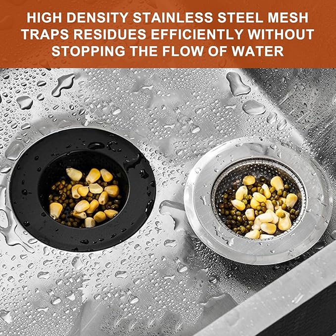 4 Pcs Stainless Steel Mesh Sink Drain Strainer, 4.5" Top / 3" Kitchen Filter Trap Basket with Large Wide Rim, Large Food Catch for Bathroom Bathtub Wash Basin Floor Drain Balcony RV Drain Hole