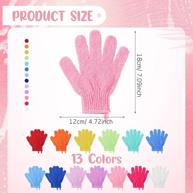 104 Pcs Exfoliating Glove Bulk Shower Gloves with Hanging Loop Exfoliating Body Scrubber Dead Skin Remover for Body Bath Beauty Spa Massage Scrubs Men Women Bathing(Multicolor)