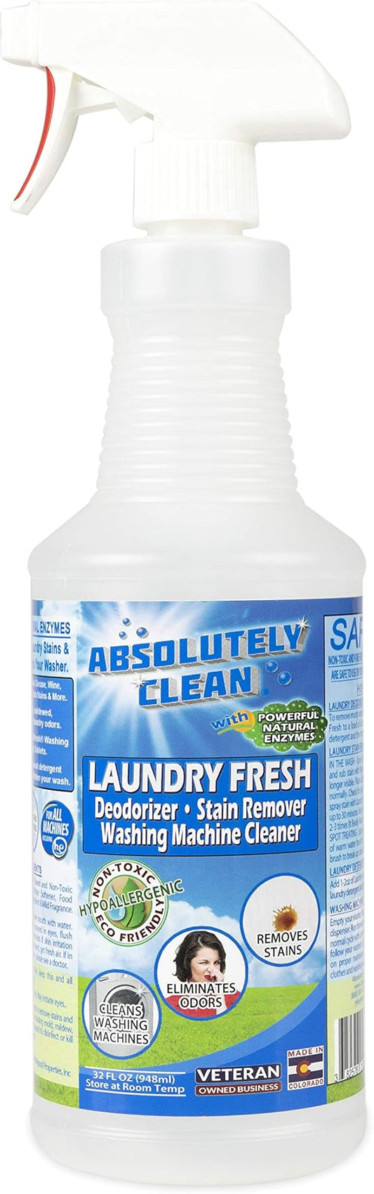 Absolutely Clean Amazing Laundry detergent liquid Stain and Odor Remover, Naturally Based Formula (USA Made)