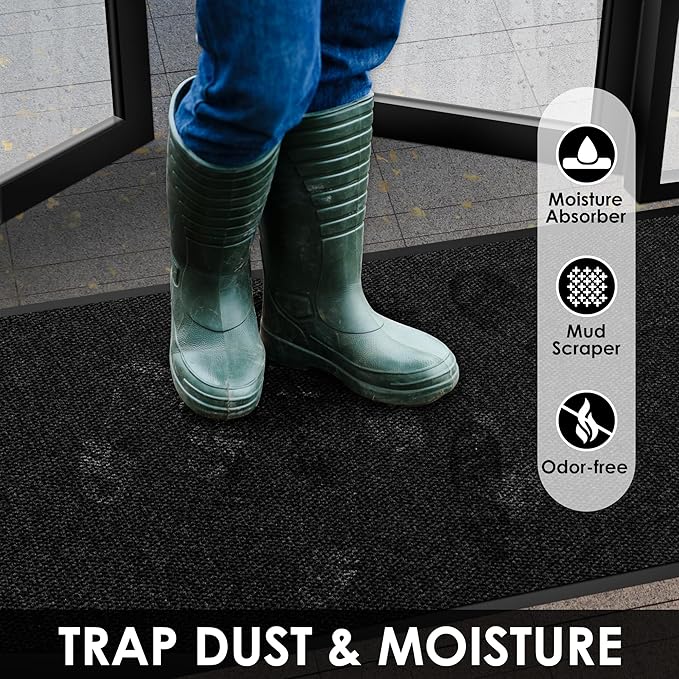 3′ x 46′ Front Door Mat Indoor Outdoor Entrance, Commercial Floor Mat Heavy Duty Dirt Trapper Entryway Doormat, Custom Size Non Slip Rubber Backing Welcome mat, Door Mat for High Traffic Area