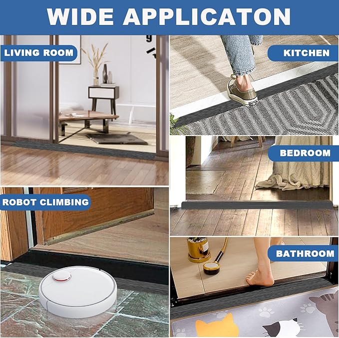 Vinyl Door Threshold Flooring Transition Strip Self Adhesive Carpet Edging Strip for Laminate Doorway Edge Threshold from 2/5" to 3/5" (Dark Gray Wood Grain, 10 Ft)