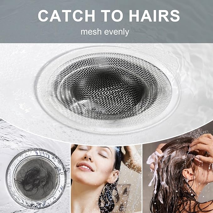 2pcs Heavy Duty Stainless Steel Slop Basket Filter Trap, 2.75" Top / 1" Mesh Metal Sink Strainer, Perfect for Kitchen Sink/Bathroom Bathtub Wash Basin Floor Shower Drain Balcony Drain Hole, Utility