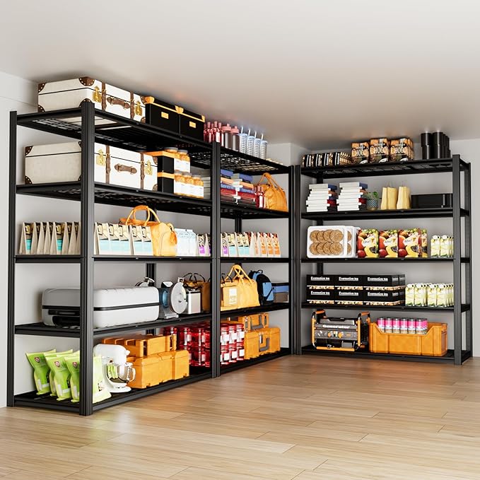 ROOMTEC 60" W Garage Shelving Heavy Duty,33000LBS Storage Shelves,5-Tier Adjustable Metal Shelving Utility Shelf Rack Garage Storage Organize for Storage Industrial, Warehouse, Basement