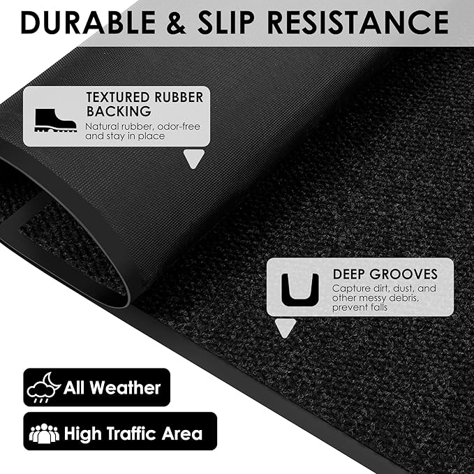 4′ x 46′ Front Door Mat Indoor Outdoor Entrance, Commercial Floor Mat Heavy Duty Dirt Trapper Entryway Doormat, Custom Size Non Slip Rubber Backing Welcome mat, Door Mat for High Traffic Area