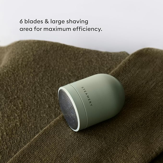 Steamery Fabric Shaver Pilo 2, Removes Lint and Pilling from Clothes and Textiles, Rechargeable Lint Remover with USB, Green