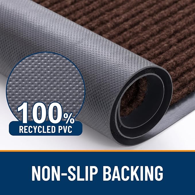 OLANLY Front Door Mat Indoor Outdoor Entrance, Waterproof Heavy Duty Doormat, Fade Resistant, Low Profile, Easy Clean Patio Porch Welcome Floor Mats for Entry, 71x47, Brown