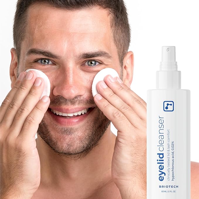 BRIOTECH Eyelid Cleanser, Hypochlorous Acid Spray, Lid & Eyelash Cleanser, Soothe Sensitivities, Calm Redness & Bumps, Support Against Irritation, Vegan, Travel Size 2 Fl oz (1 Pack)