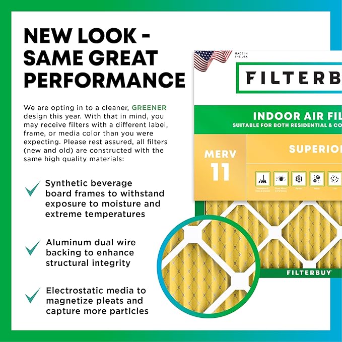 Filterbuy 14x25x2 Air Filter MERV 11 (MPR 1200) Allergen Defense Replacement (4-Pack), Electrostatic Pleated HVAC AC Furnace Filters, Made in USA (Actual Size: 13.50 x 24.50 x 1.75)