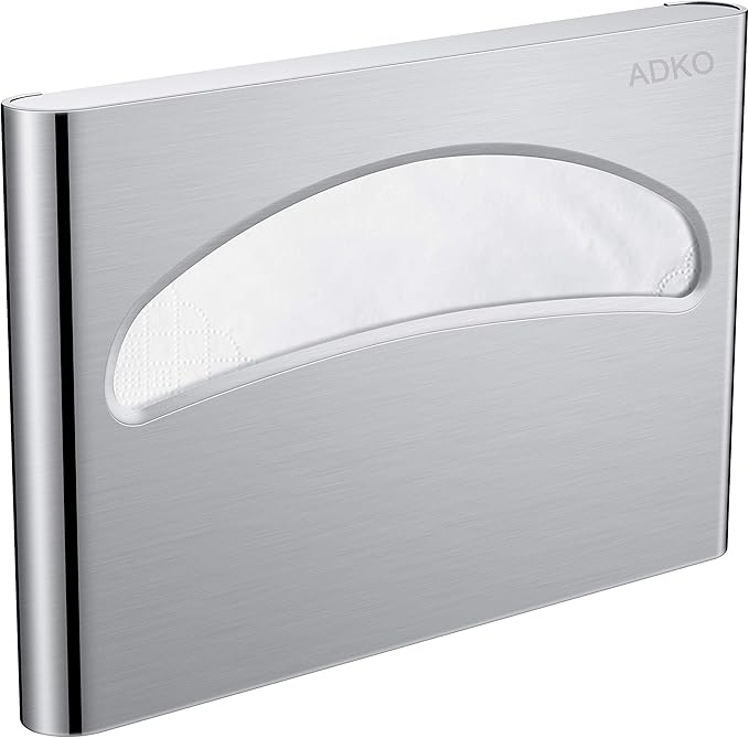 Commercial Toilet Seat Cover Dispenser, Wall Mount, 250 Single Seat Covers for Office, Hospital (18/8 Stainless Steel)