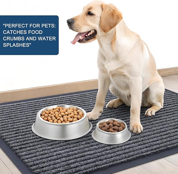 OLANLY Front Door Mat Indoor Outdoor Entrance, Waterproof Heavy Duty Doormat, Fade Resistant, Low Profile, Easy Clean Patio Porch Welcome Floor Mats for Entry, 29.5x17, Grey