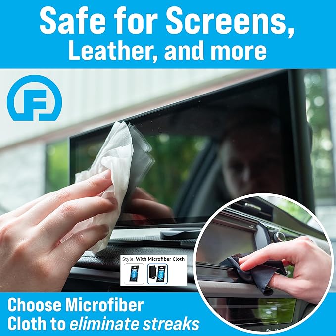 Fortress Car Interior Wipes with Microfiber Cloth (25 ct, Pack of 24) for Car Interior Cleaning, Dashboard, Seats, Detailing, and Steering Wheel [Travel Size] Skin-Safe Car Interior Cleaner Supplies