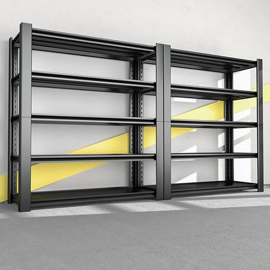 5-Tier Garage Shelving Heavy Duty, 3000 LBS Capacity Metal Storage Rack 76" H x 60" W x 24" D, Adjustable Shelves Unit for Garage, Warehouse, Basement, Pantry, Workshop.2 Pack