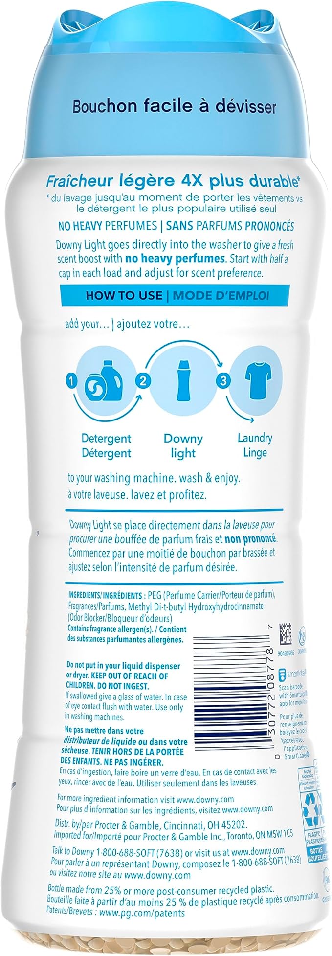 Downy Light Laundry Scent Booster Beads for Washer, Ocean Mist, 18.2 oz, with No Heavy Perfumes