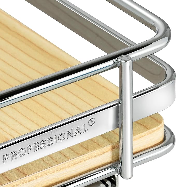 LYNK PROFESSIONAL® Élite™ Pull Out Spice Rack Organizer for Inside Kitchen Cabinets - 10-1/4 inch Wide - Slide Out Drawer – Wood/Chrome Sliding Spice Cabinet Organization Shelf Racks - 1 Tier
