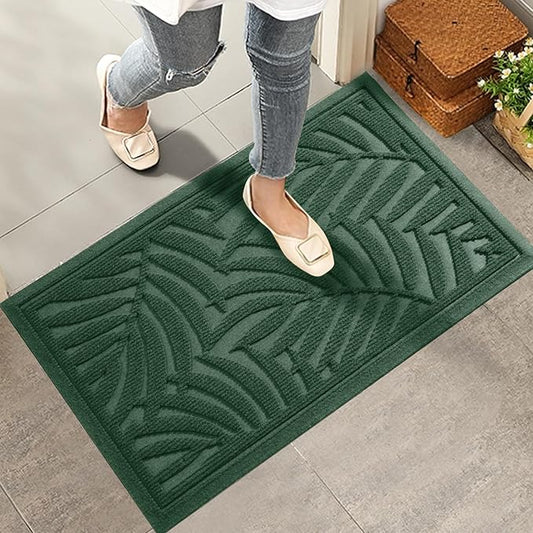 Front Door Mat, Absorbent Resist Dirt Welcome Door Mat Indoor Outdoor, Waterproof Doormat, Sturdy Non Slip Backing, Fade Resistant, Low Profile Entry Mat for Entryway, 29×17, Green