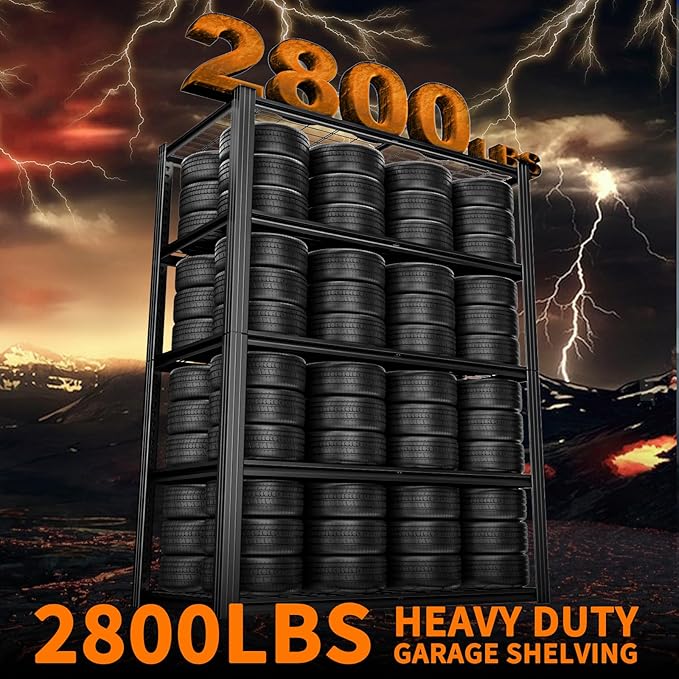 Garage Shelving, Storage Shelves Heavy Duty 2800 LBS Capacity, 5 Tier Adjustable Metal Organizer Wire Rack, 48" L x 24" W x 72" H Utility Shelf Unit for Kitchen Pantry