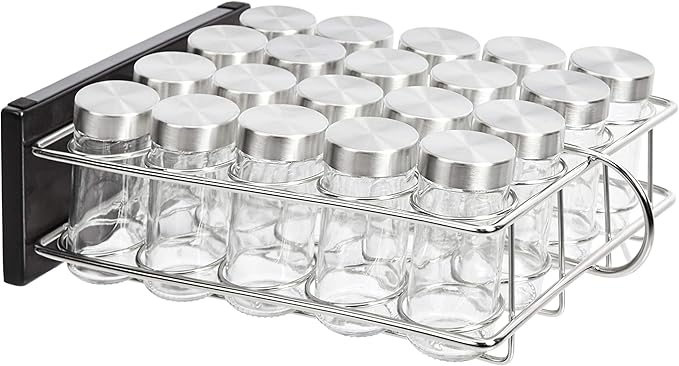 Amazon Basics 20 Jars Spice Organizer Rack, Silver (Pack of 4)