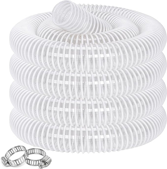 Dust Collection Hose 2-1/2 in × 20 ft Heavy Duty Clear Flexible PVC Reinforced Thicken Helix Suction Discharge Corrugated Pipe Hose for Fume Dust Collector Fitting Wood Chip Saw (2.5 inch hose)