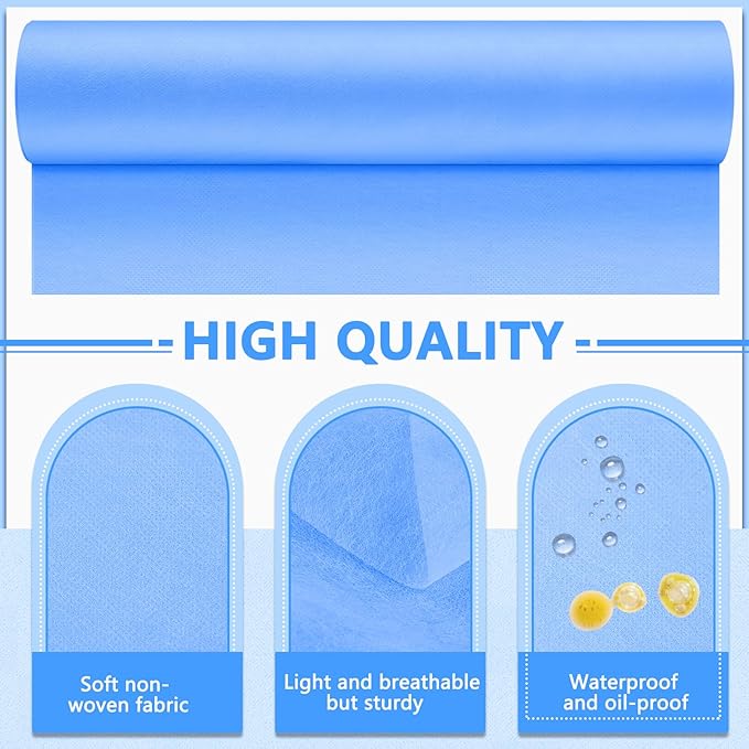 Tudomro 2 Roll Disposable Non Woven Bed Sheets 24 x 71 Inch Massage Table Paper Covers Non Woven Fabric Massage Sheets Waterproof Spa Breathable Bed Cover for Beauty Salon, Hotels(Blue)
