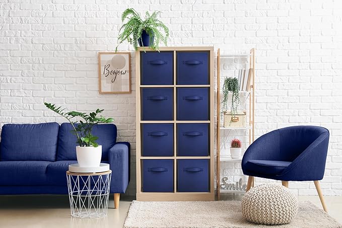 Sorbus Fabric Storage Cubes - 8 Foldable Storage Bins for Organizing Pantry, Cubbies, Toy Box - Clothes Storage & Closet Organizer - 11 Inch Collapsible Cube Baskets for Shelves with Handle