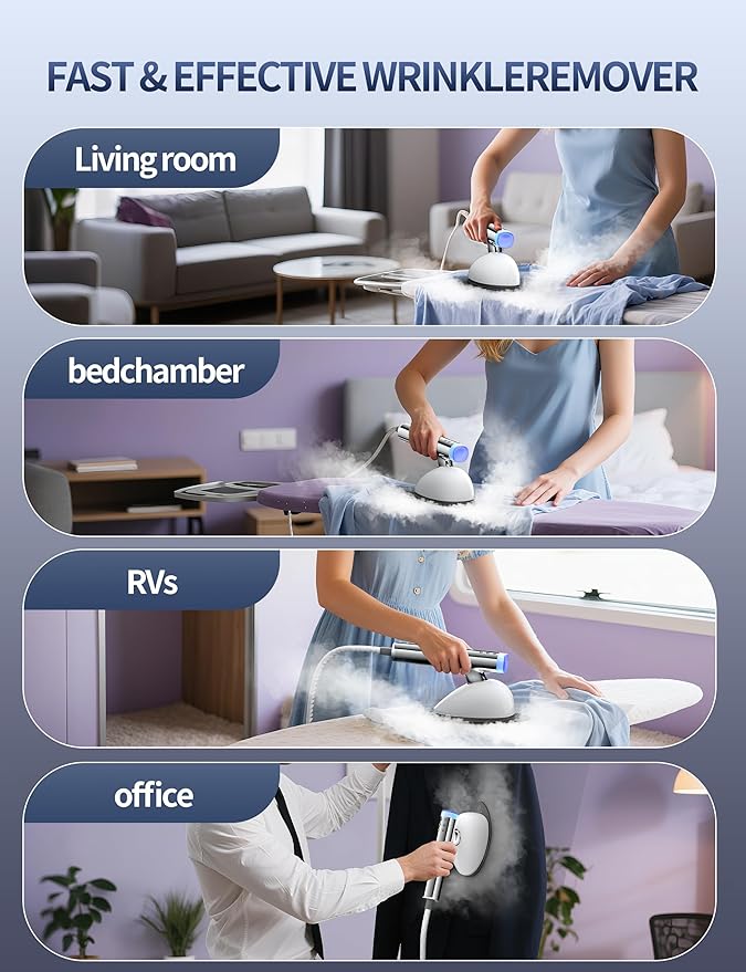 Sundu 1500W Steamer for Clothes, 2-in-1 Vertical & Flat Iron Clothes Steamer, 6 Professional Steam Modes, 800mL Tank, 30s Fast Heat-Up, Auto Shut-Off (10min), Portable Handle, Standing Design, White