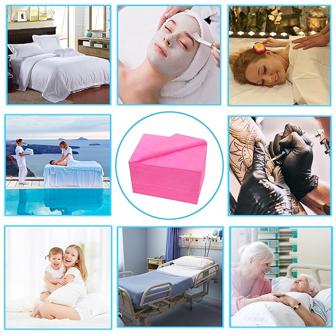 600 Pcs Disposable Bed Sheets 31" x 71" Massage Table Sheets Non Woven Fabric SPA Bed Cover Breathable for Massage Beauty Tattoos (600 Pcs Pink)