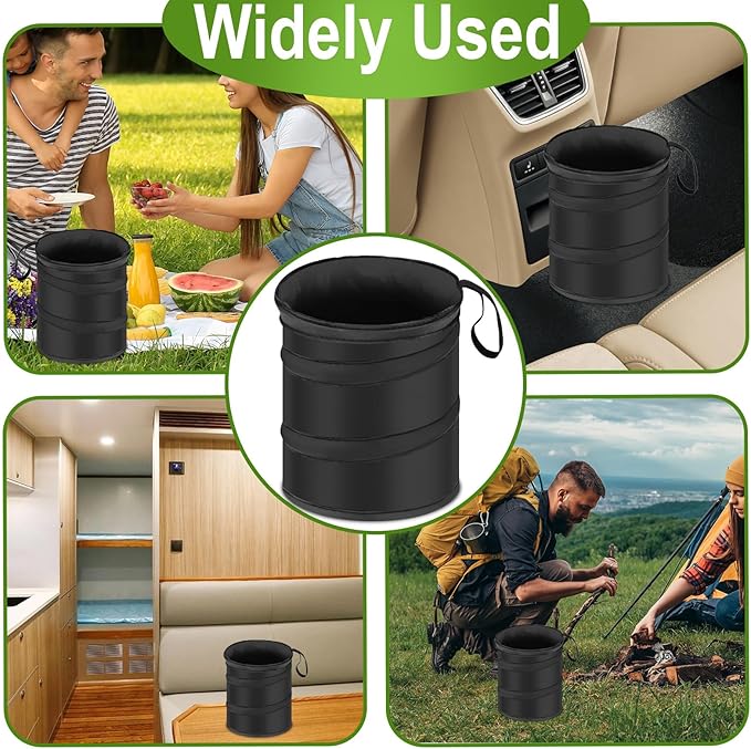 2 PCS Car Trash Can, Collapsible Pop-up Car Garbages Can, Portable Garbage Bin with Elastic Band, Small Garbage Can for Back Seat Front Seat, for Outdoor Traveling & Home Use