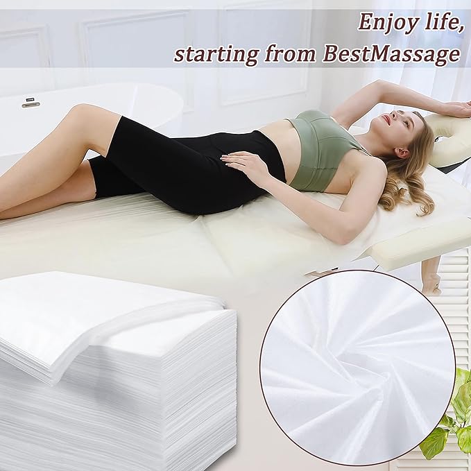800 Pcs Disposable Bed Sheets for Massage Table 31" x 71" Massage Table Sheet Soft Non Woven Bed Cover Breathable for SPA Massage Beauty Tattoos(White)
