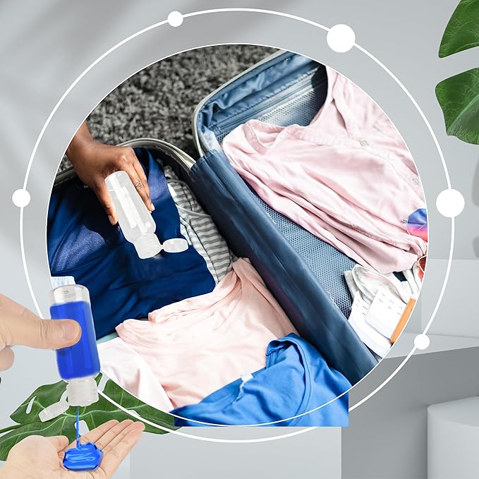 60 Pack 1.7oz/50ml Travel Empty Bottles with Flip Cap Plastic Empty Hand Sanitizer Bottles Travel Size Squeezable Bottles Container Refillable Clear for Shampoo Baby Shower Body Soap Wedding Party