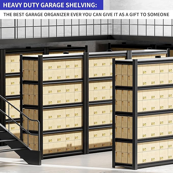 3 Pieces Garage Shelving,87"X48"X24"Inches,Heavy Duty Sturdy Steel Thickened Metal Shelves for Storage,Garage Storage Shelves,Black Shelving Unit Shelf Rack Industrial Shelving Shelf