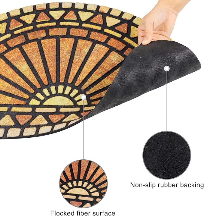 CHICHIC Welcome Door Mat 18 x 30 Inch Front Doormat Outdoors for Home Entrance Outdoors Mat for Outside Entry Way Doormat Entry Rugs, Heavy Duty Non Slip Rubber Back Low Profile, Semicircle