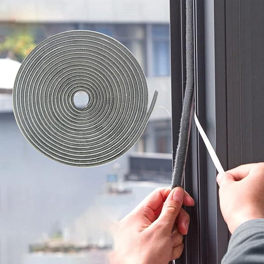 16.5FT Brush Weather Stripping, Neat Pile Self Adhesive Seal Strip for Windows and Door, Weatherstrip for Soundproofing, Windproof, Dustproof, Stronger Stickiness, 0.35'' Wide x 0.35'' Thick, Grey
