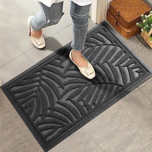 Front Door Mat, Absorbent Resist Dirt Welcome Door Mat Indoor Outdoor, Waterproof Doormat, Sturdy Non Slip Backing, Fade Resistant, Low Profile Entry Mat for Entryway, 29×17, Grey